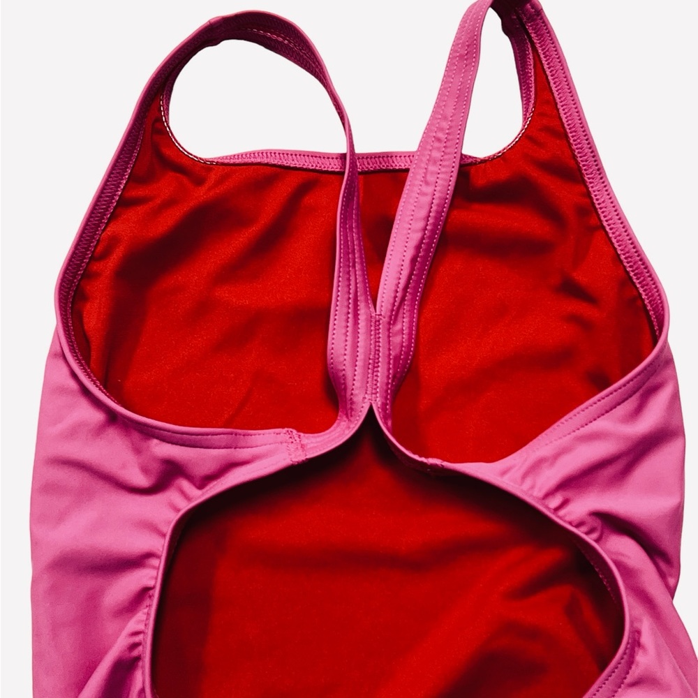 Adidas Girls Athletic Swimsuit Racerback One-piece Fuchsia/Scarlet Size XL - Picture 7 of 9